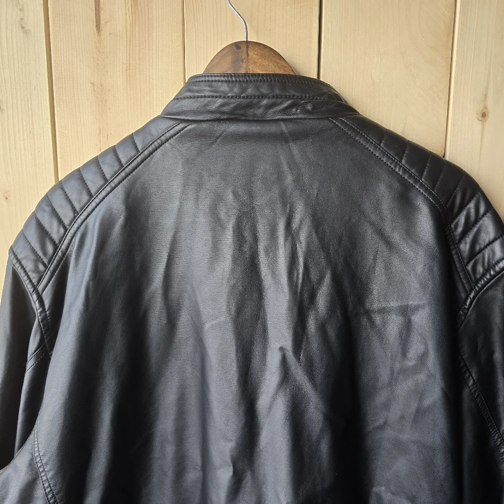 Britches Black Faux Leather Lined Zip Up Jacket Mens 2X - Picture 8 of 11